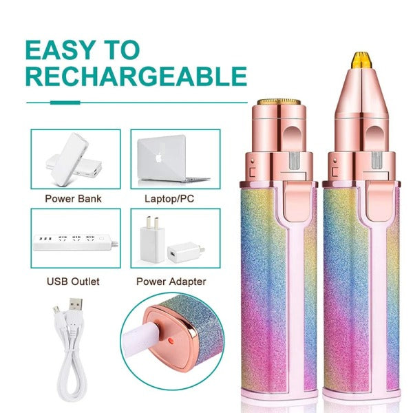 2 In 1 Hair Remover Chargeable , Multi Attractive Color With USB Charging Cable And Cleaning Brush