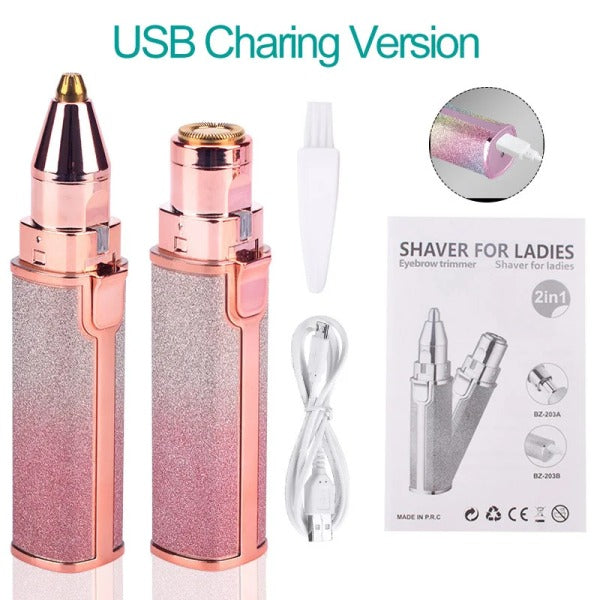 2 In 1 Hair Remover Chargeable , Multi Attractive Color With USB Charging Cable And Cleaning Brush