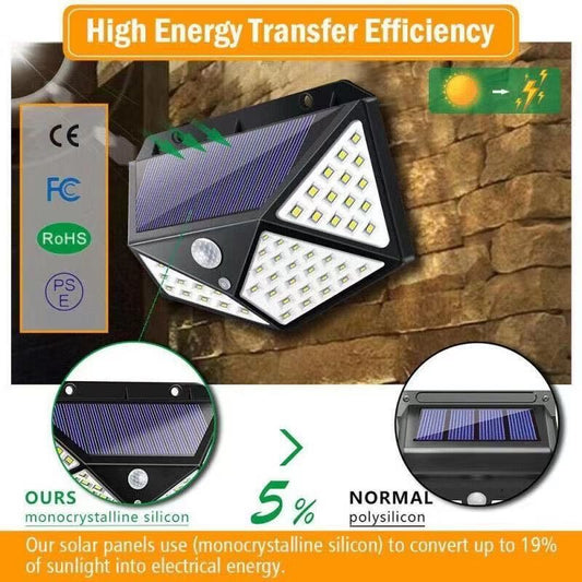 LED Solar Lights Outdoor Lighting Wireless Motion Sensor Lights IP65 Waterproof 270°Wide Angle Security Wall Lights with 3 Modes for Yard Stairs Garage Fence Porch