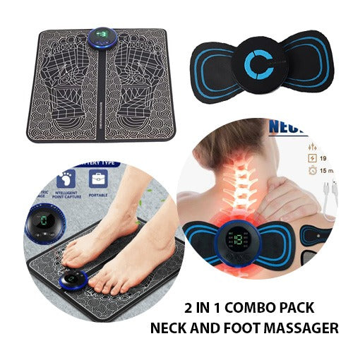 (Pack Of 2) EMS Massager for Neck &amp; Foot Combo Pack With rechargable Battery