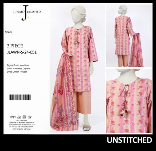 "JUNAID JAMSHED" Printed Lawn | Unstitched Collection 3 Pieces Casual Wear| Summer