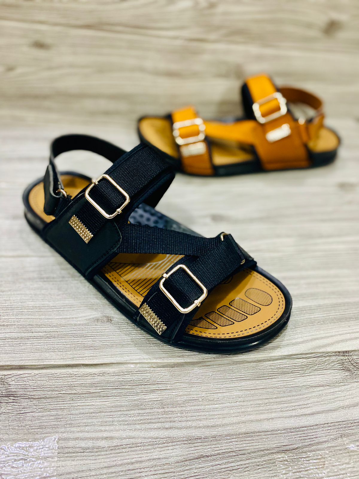 (Black ) Cross-Cross Sandle  For Men