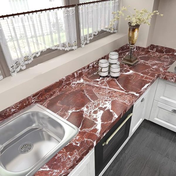 Waterproof Brown Marble Sheet/Contact Paper for Home/Kitchen/Office Decor